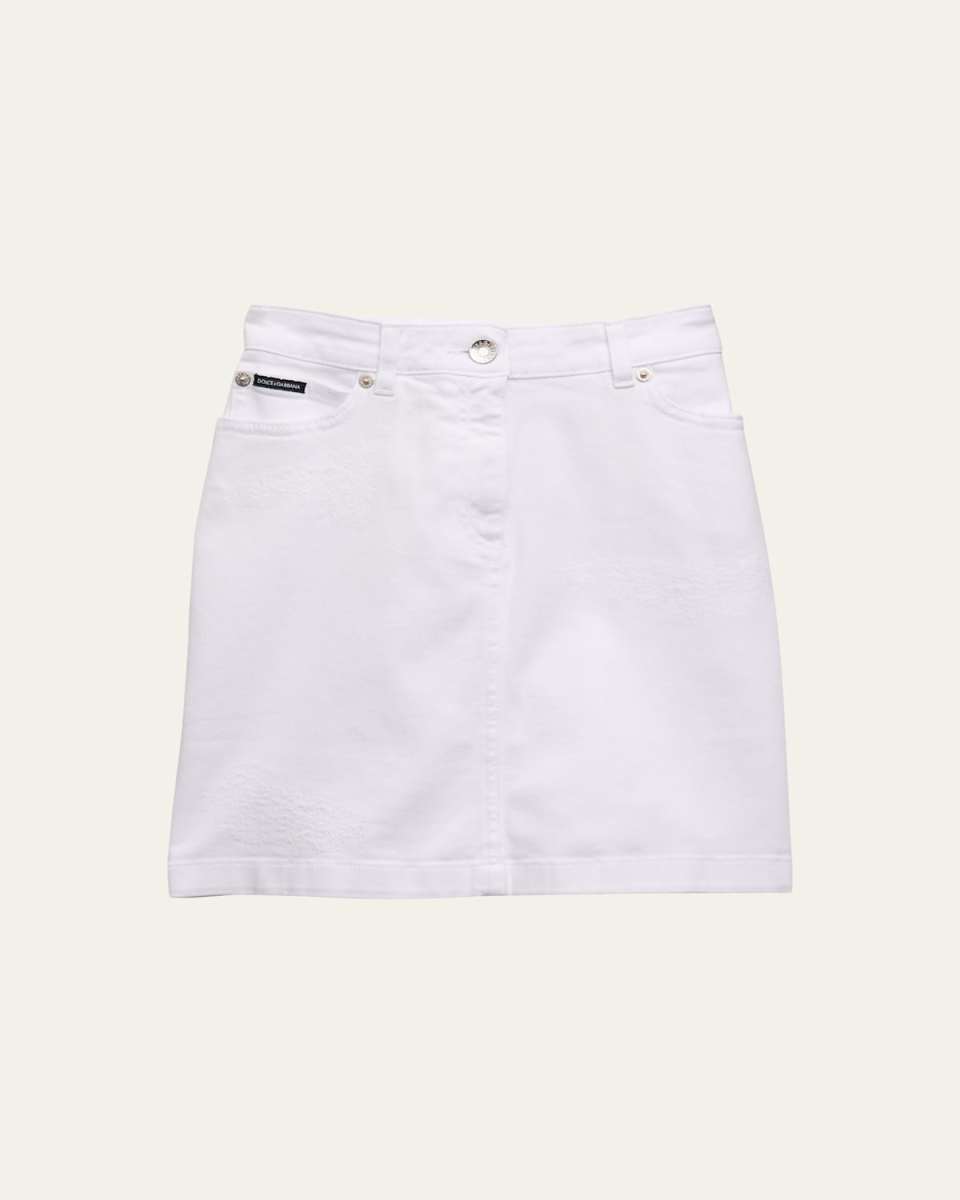 Girl's Logo Placket Denim Skirt, Size 2-12