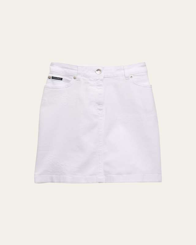 Girl's Logo Placket Denim Skirt, Size 2-12