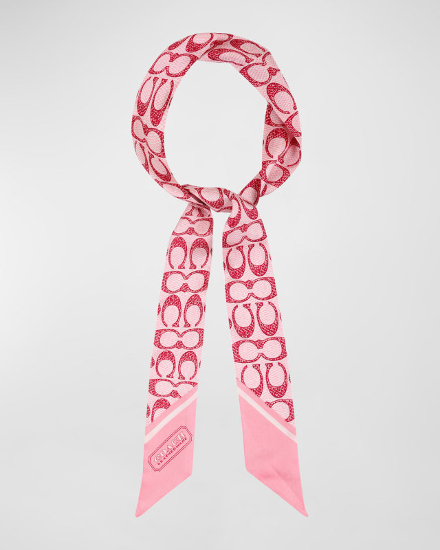 Vintage Signature Monogram Silk Skinny Scarf