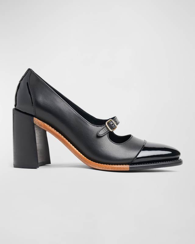 Miss Eliza Mixed Leather Buckle Heeled Loafers