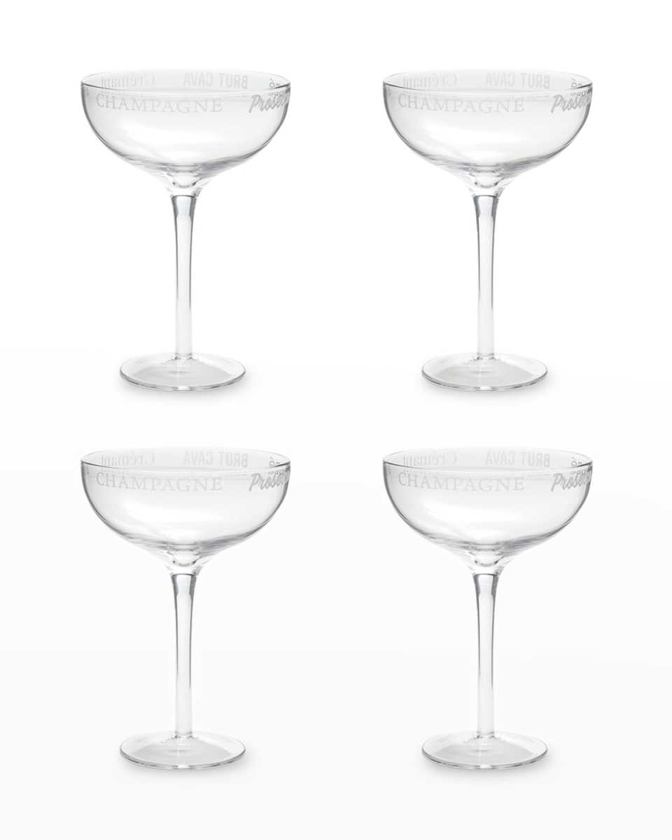 Farm To Table Etched Glass Champagne Flutes, Set of 4