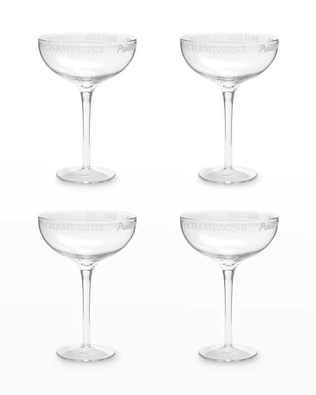 Farm To Table Etched Glass Champagne Flutes, Set of 4