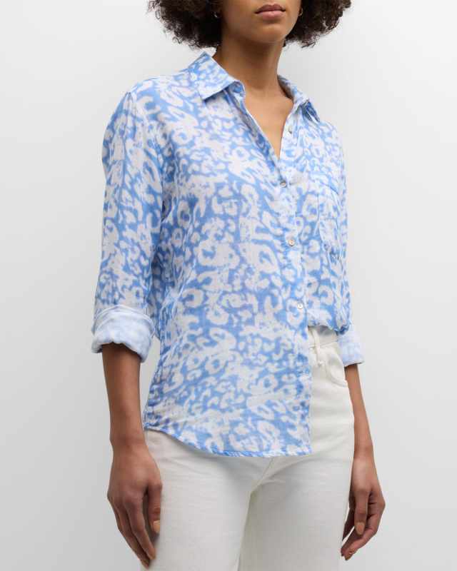 Ellis Diffused Cheetah Button-Front Shirt
