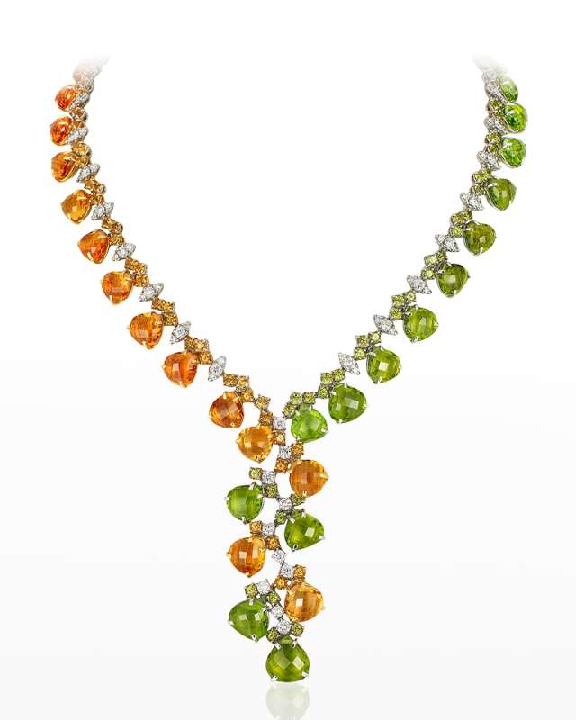 Peridot, Diamond and Citrine Necklace