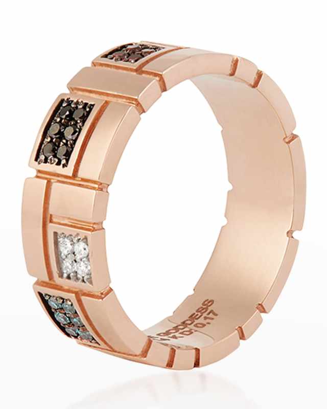 Mondrian Tricolor Diamond Ring, Size 7