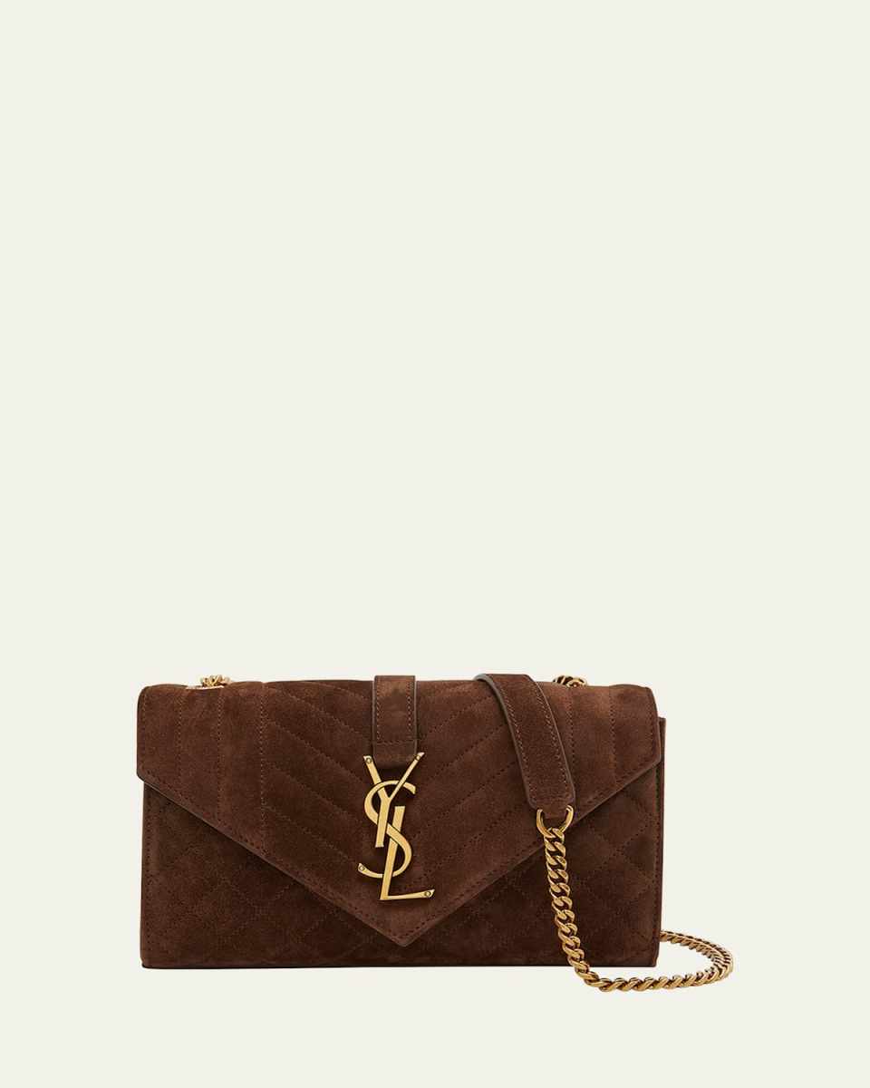 Envelope Triquilt Medium YSL Shoulder Bag in Suede
