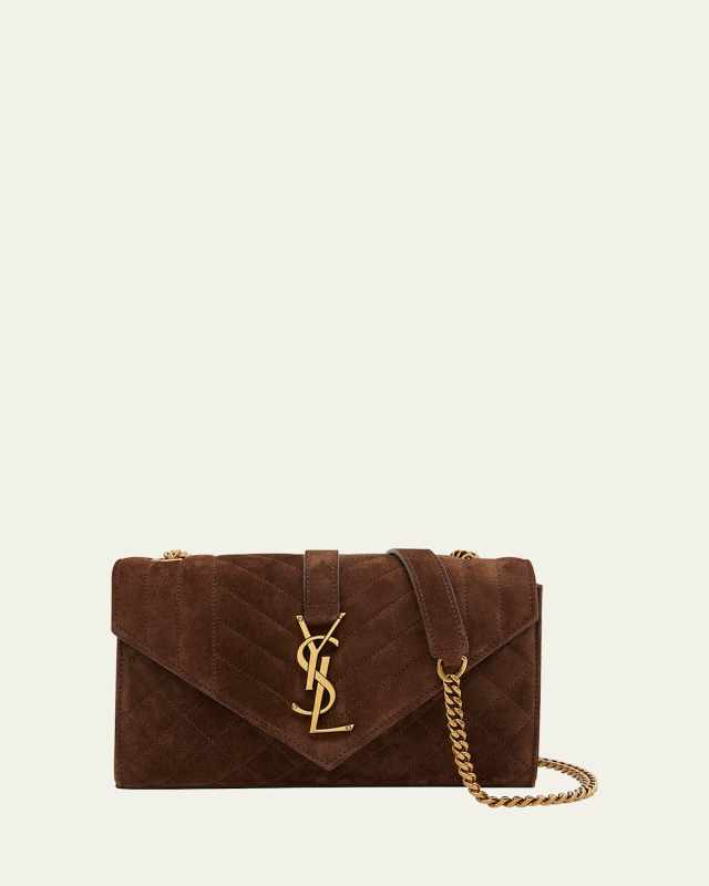Envelope Triquilt Medium YSL Shoulder Bag in Suede