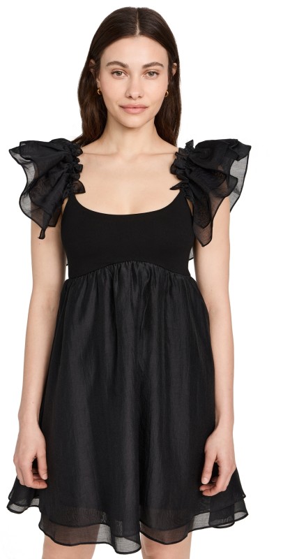 endless rose Organza Sleeve Mini Dress Black