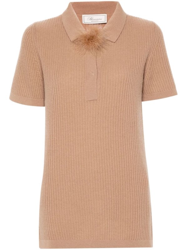 feather-detail knitted top