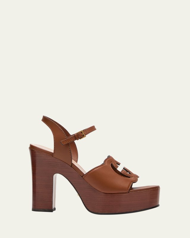 GG Cutout Ankle-Strap Platform Sandals