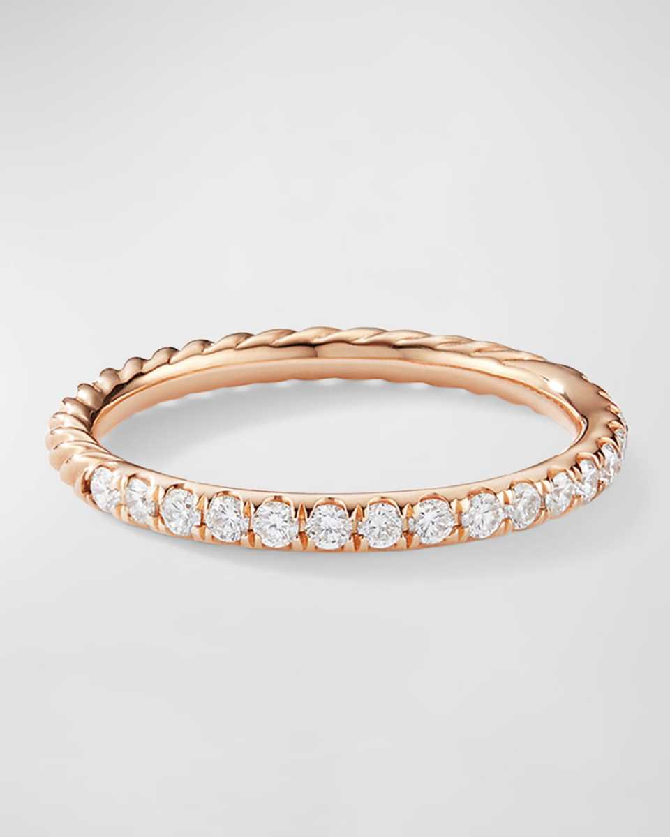 Cable Collectibles Band Ring with Diamonds in 18K Rose Gold, 2mm