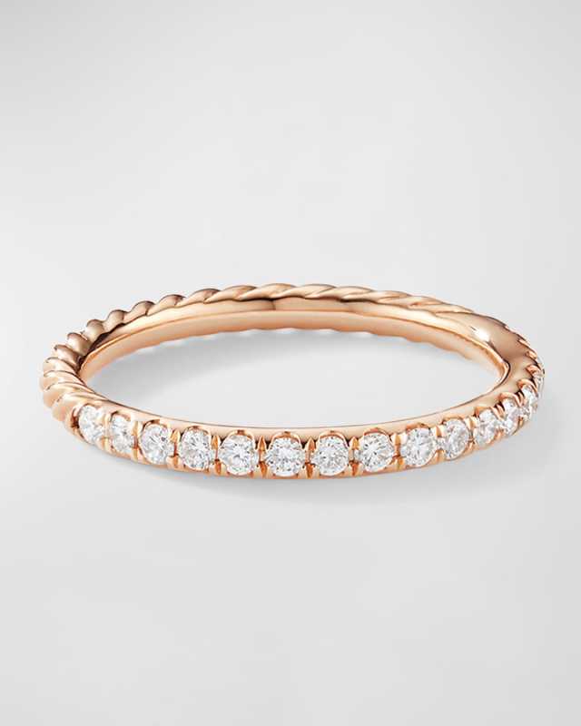 Cable Collectibles Band Ring with Diamonds in 18K Rose Gold, 2mm