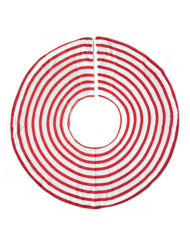 Red Stripe Linen Tree Skirt