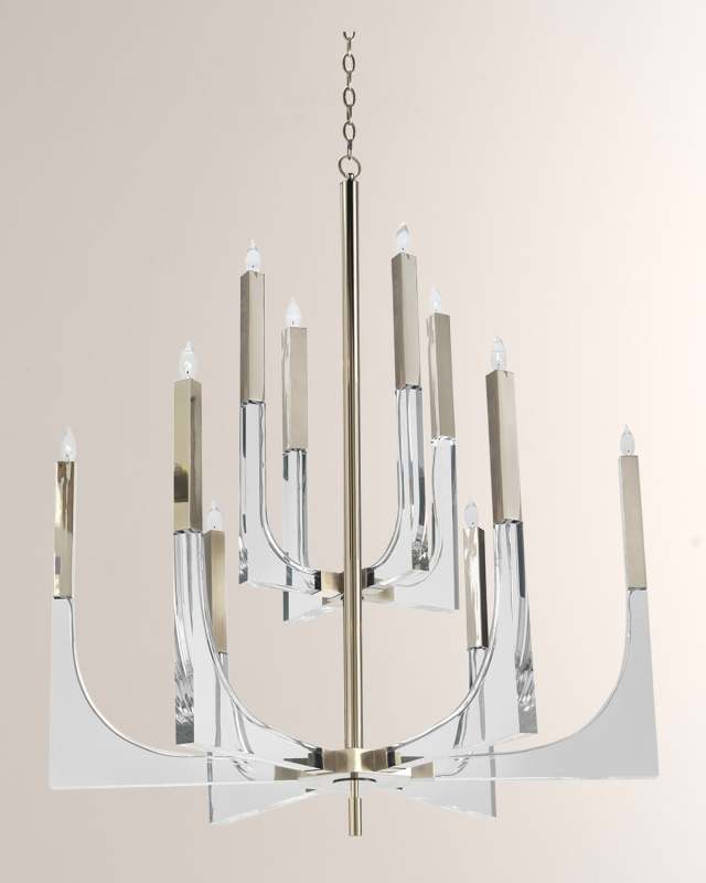 10-Light Acrylic & Nickel Chandelier
