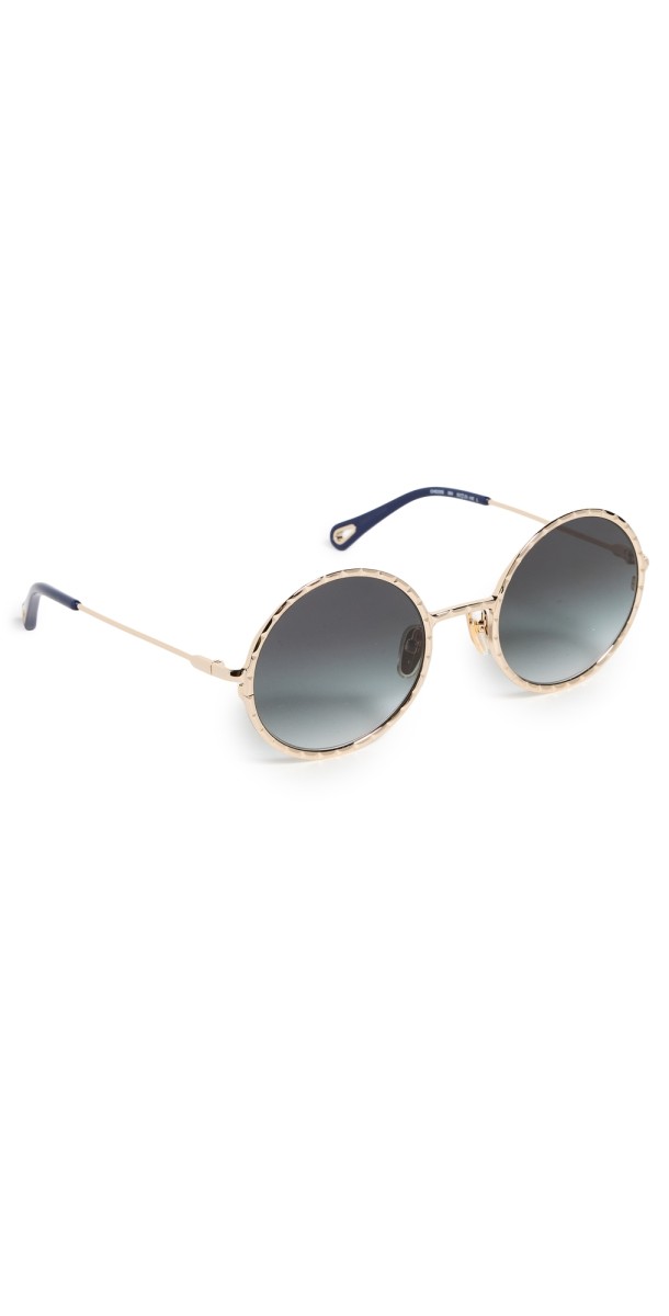 Chloe Scalloped Metal Sunglasses Gold-Gold-Grey