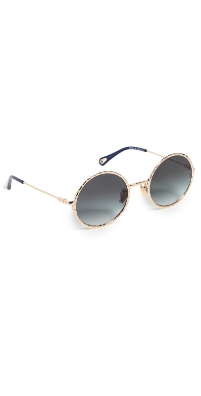 Chloe Scalloped Metal Sunglasses Gold-Gold-Grey