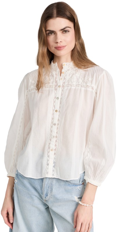 LoveShackFancy Ronda Top Antique White