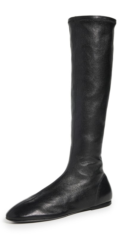 CO Round Toe Knee High Booties 001 Black