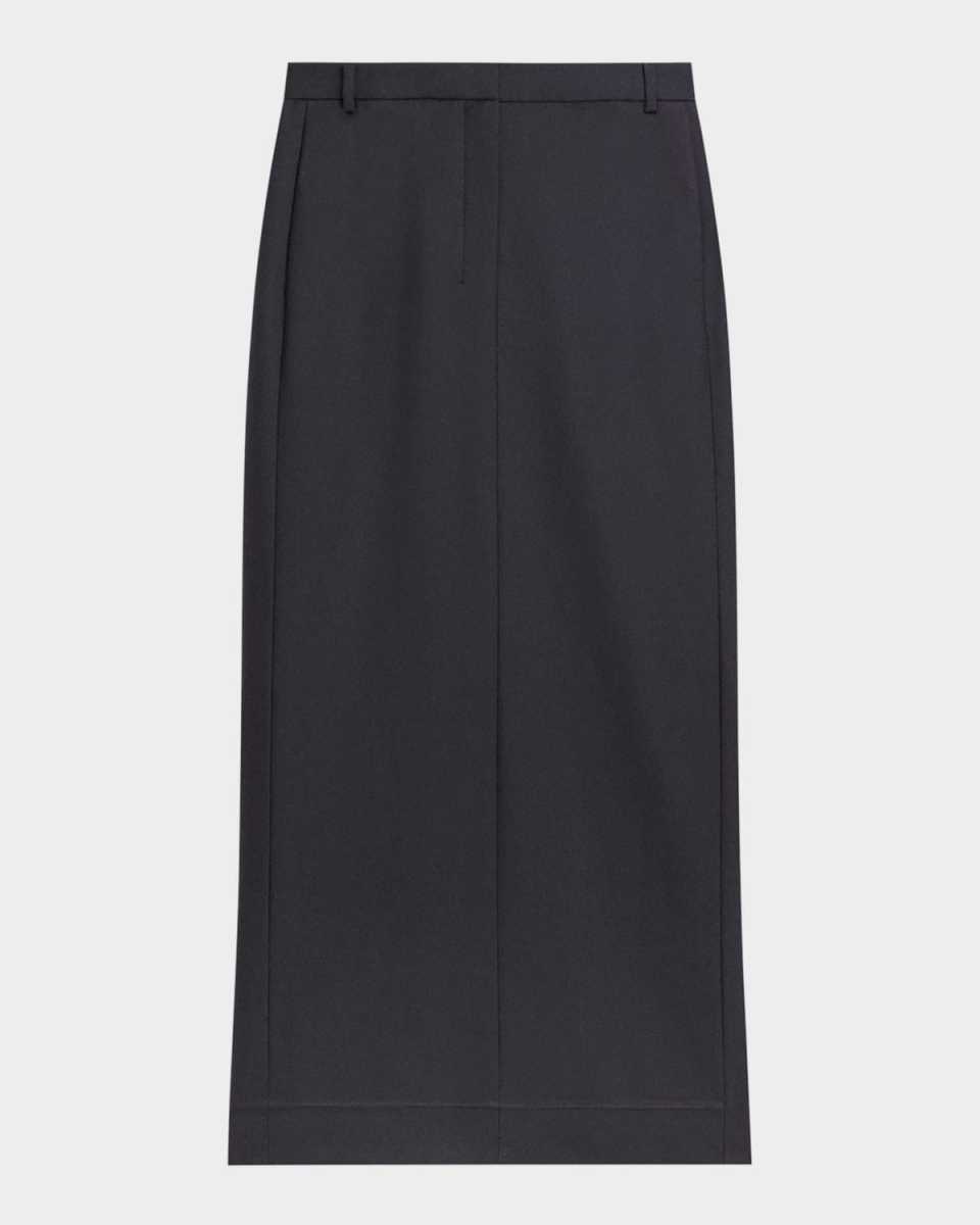 High-Waist Flannel Midi Trouser Skirt