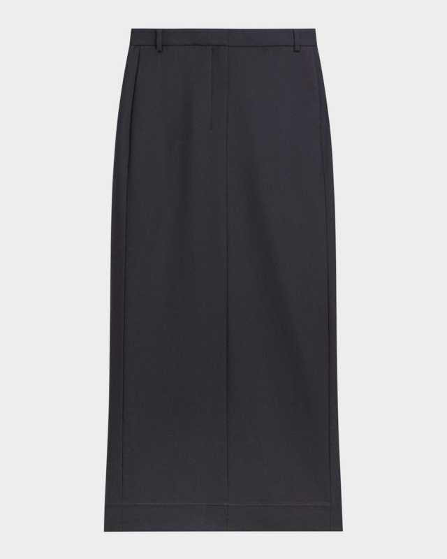 High-Waist Flannel Midi Trouser Skirt