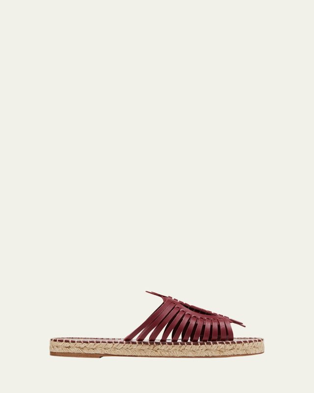 Woven Leather Espadrille Flat Sandals