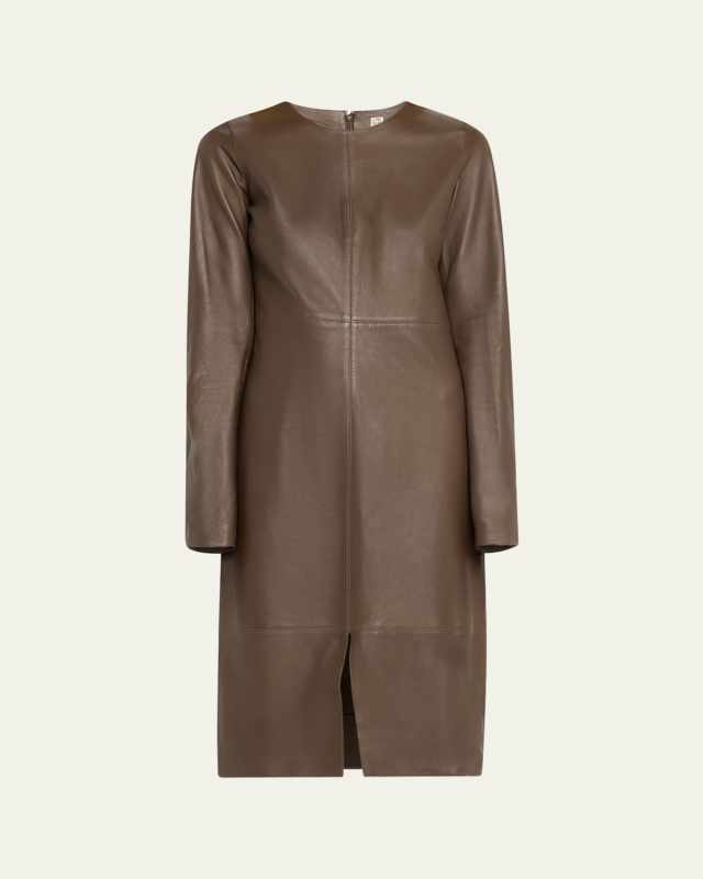 Paneled Leather Midi Dress