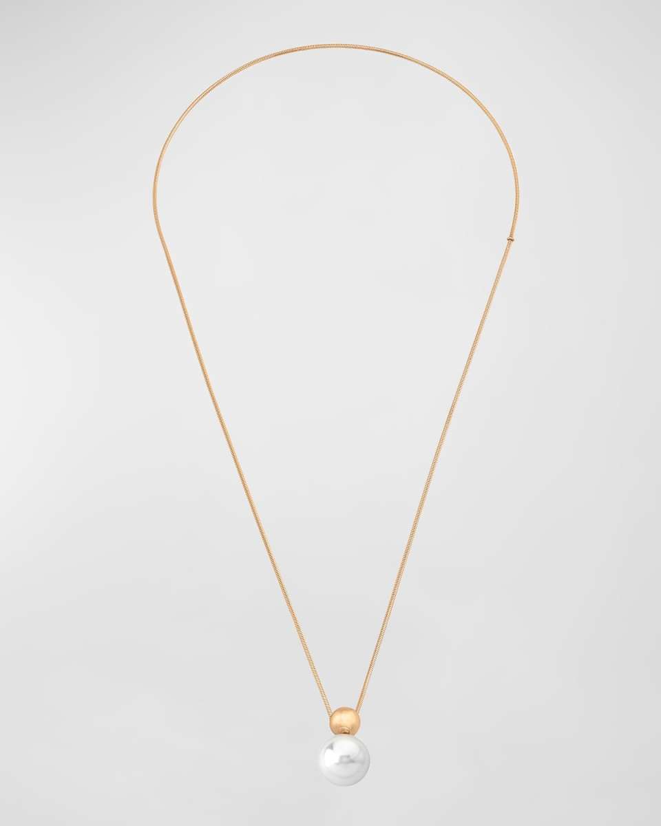 Aura Pearl Slider Necklace, Gold