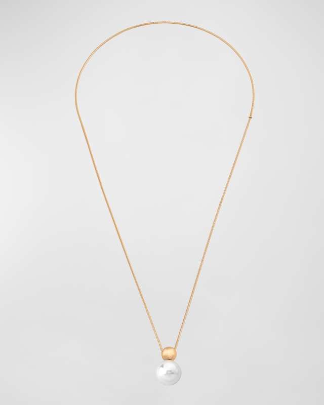 Aura Pearl Slider Necklace, Gold