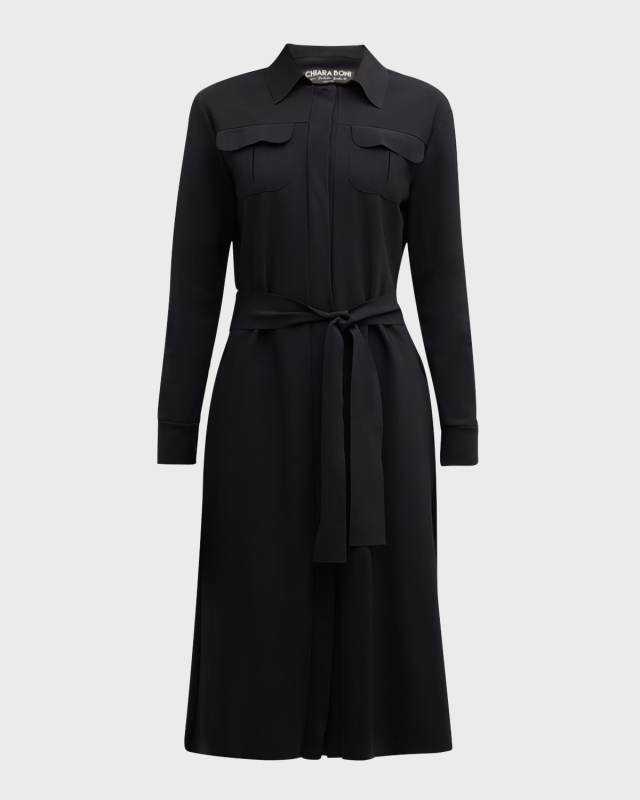 Belted A-Line Midi Shirtdress
