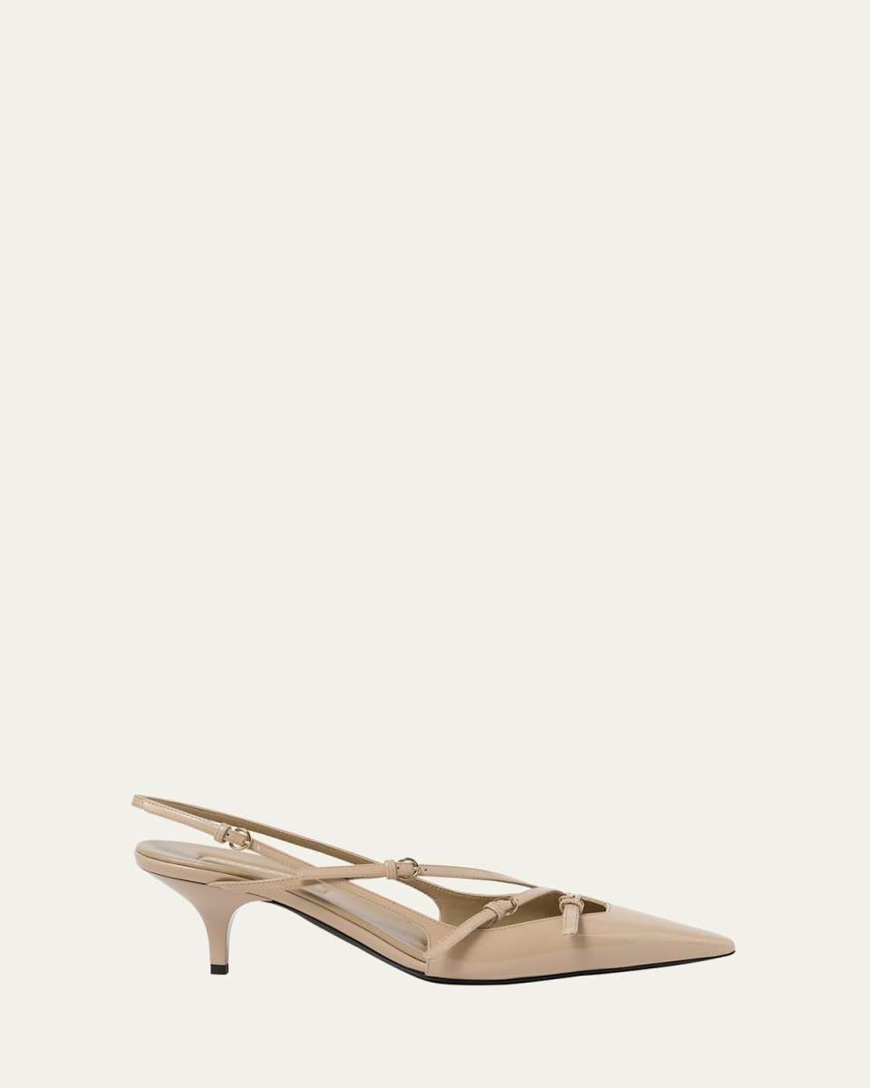 Patent Buckle-Trio Slingback Pumps