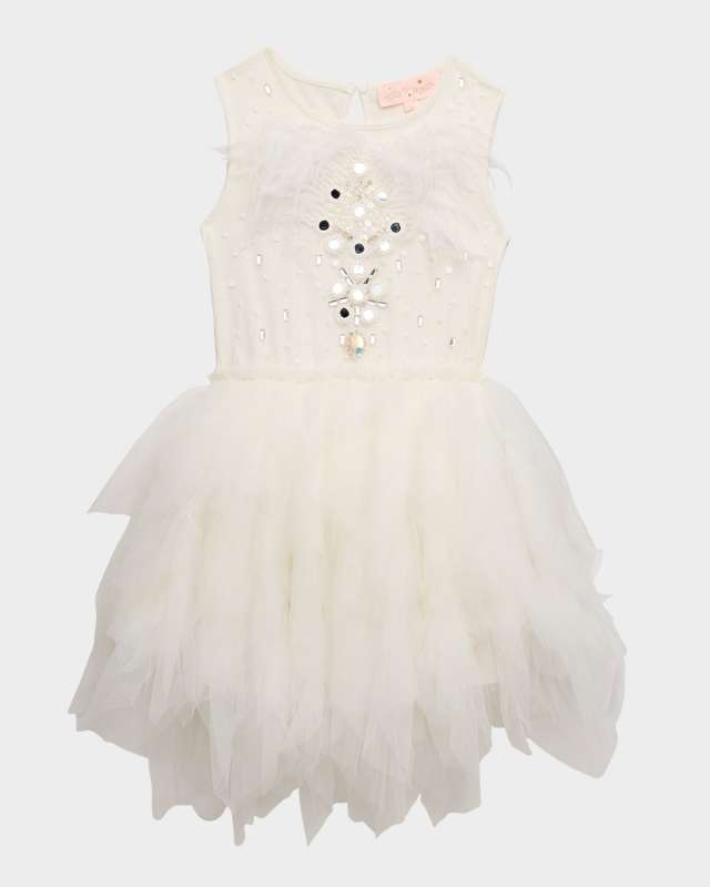 Girl's Silver Bell Embellished Tutu Dress, Size 2-11