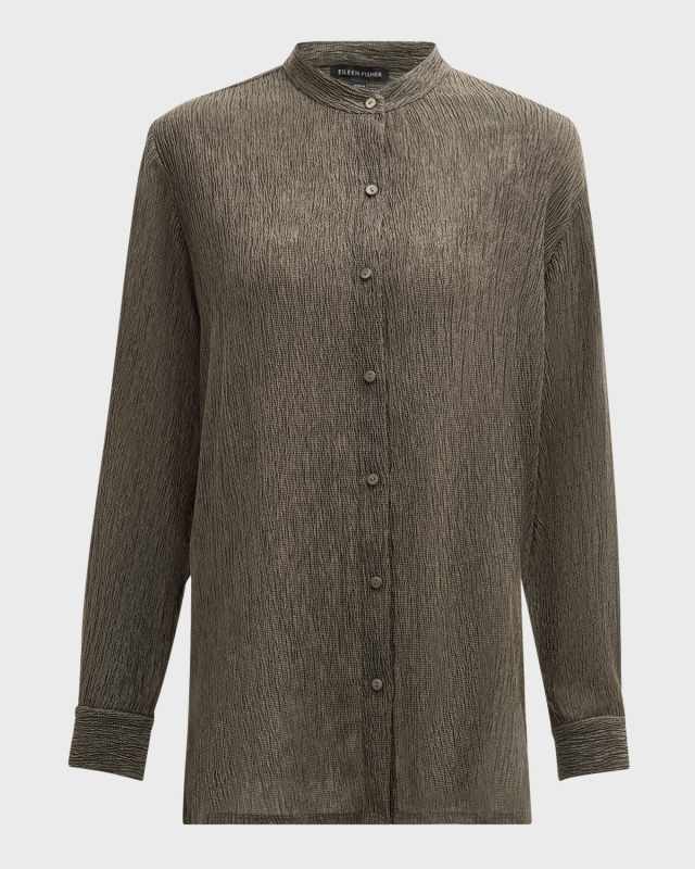 Crinkled Button-Down Shirt