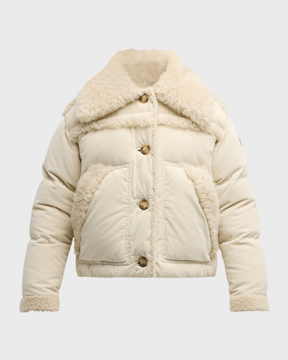 Caleu Corduroy Puffer Jacket with Shearling Trim