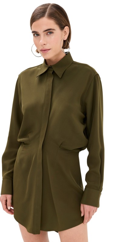 Brandon Maxwell The Vera Shirtdress Olive Green