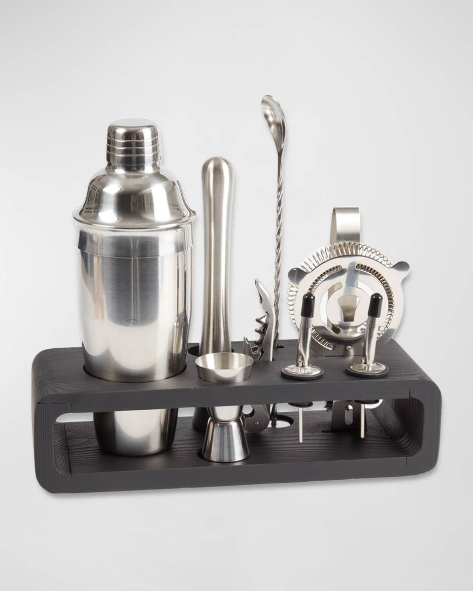 Manhattan 9-Piece Bar Set and Wood Base