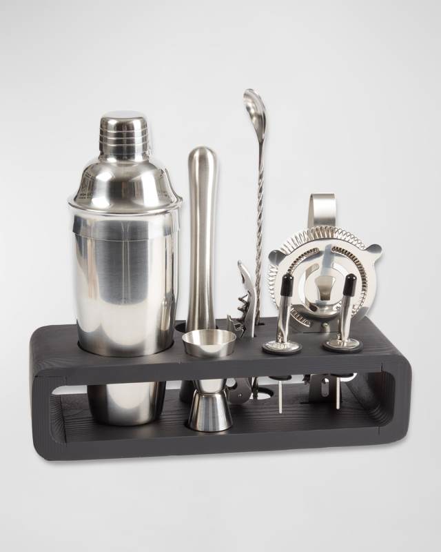 Manhattan 9-Piece Bar Set and Wood Base