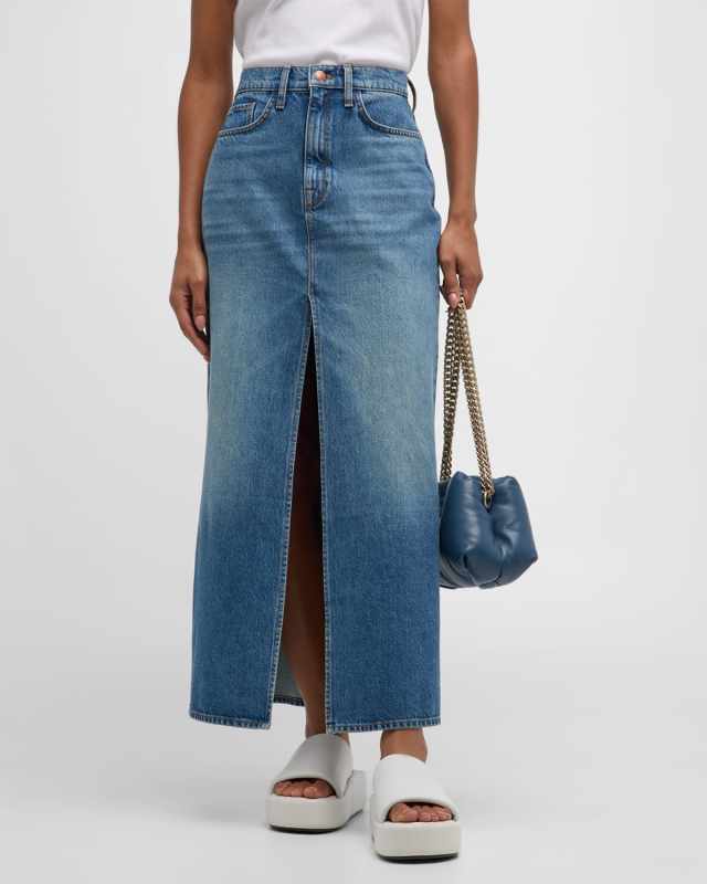 Ms Westwood High-Rise Slit Denim Maxi Skirt