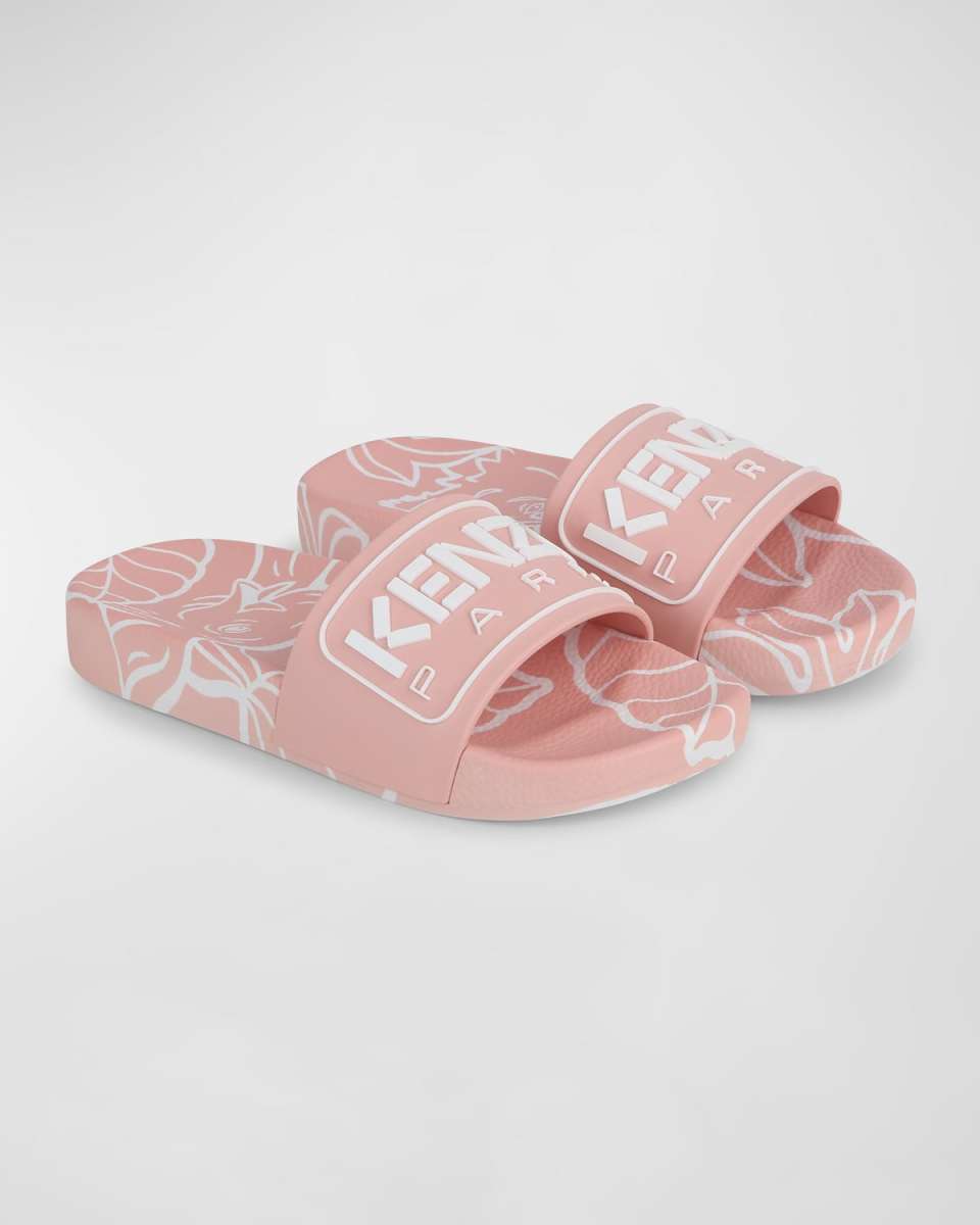 Girl's Embossed Logo-Print Slides, Toddler/Kids
