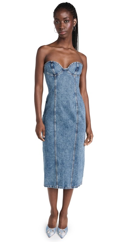 Lionessmokeshowtrapless Dress Blue Denim