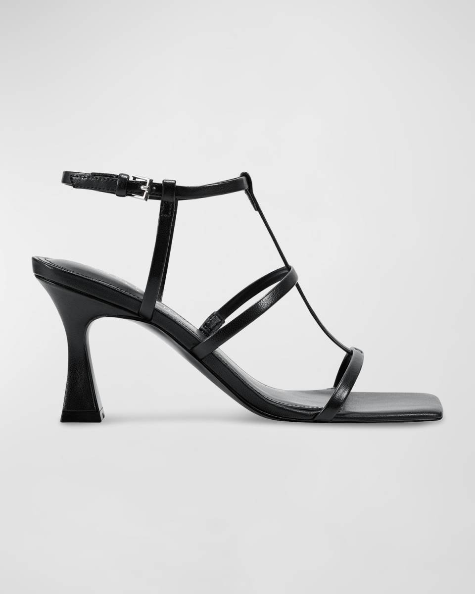 Dennie Leather T-Strap Slingback Sandals