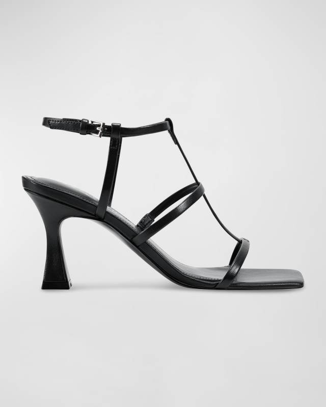 Dennie Leather T-Strap Slingback Sandals