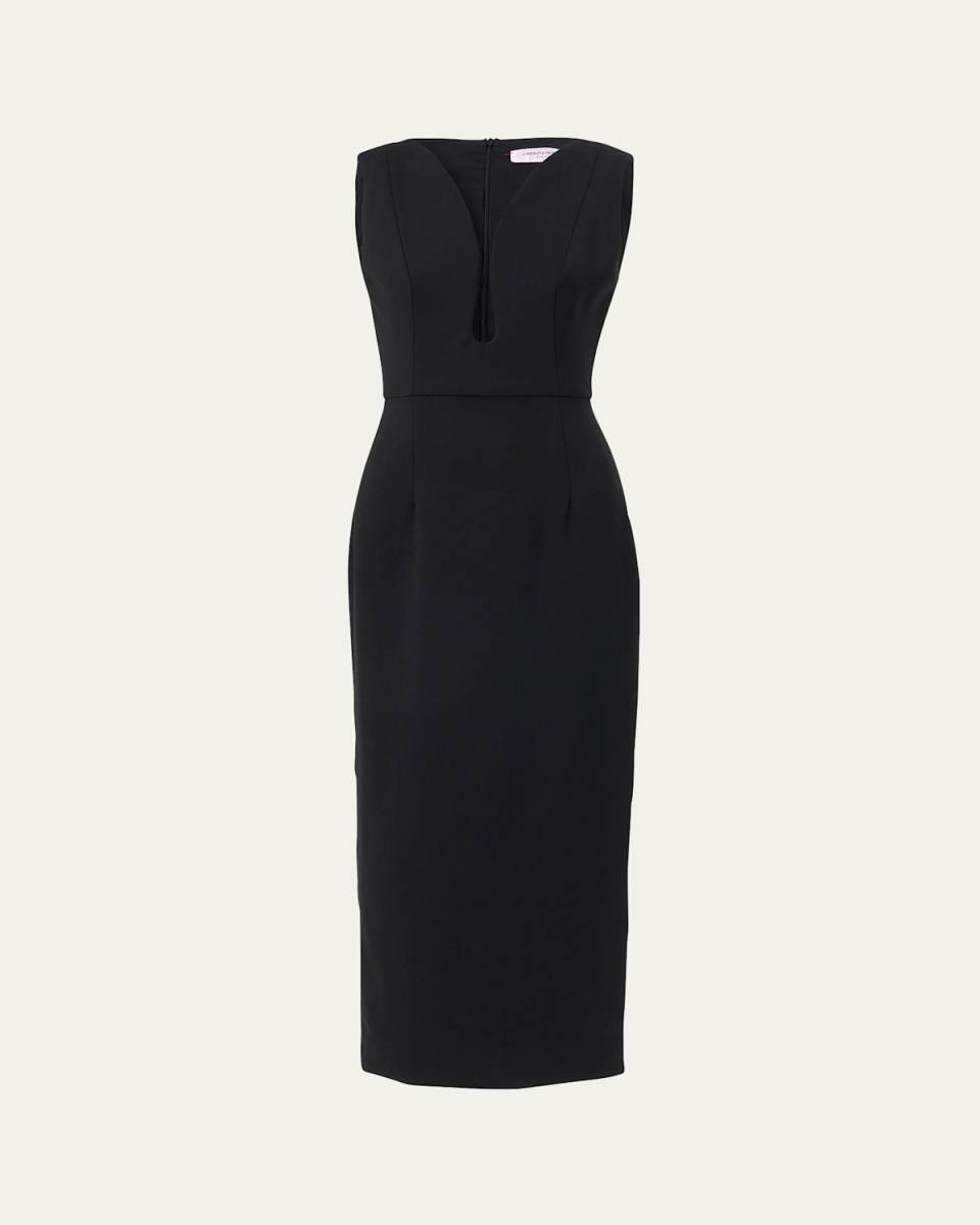Plunging U-Neck Sleeveless Midi Dress