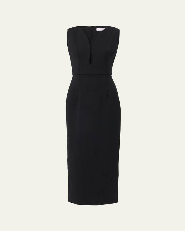 Plunging U-Neck Sleeveless Midi Dress