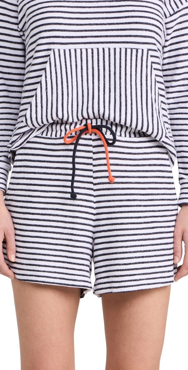 SUNDRY Stripe Pull On Shorts White
