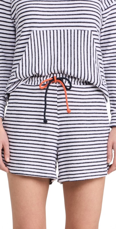 SUNDRY Stripe Pull On Shorts White