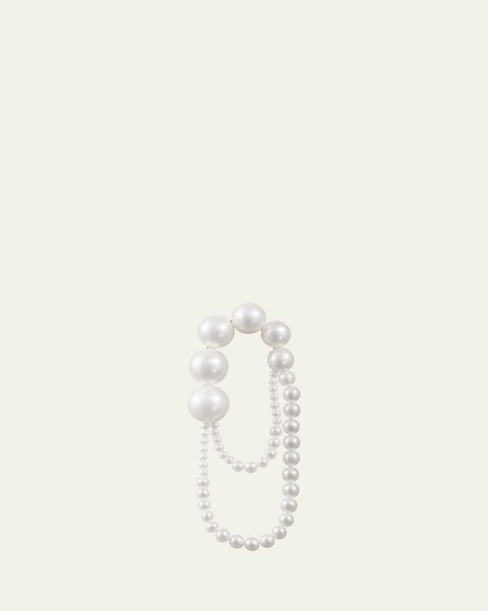 14K Yellow Gold Embrasse de Perle Graduating Freshwater Pearl Earring, Single (Left)
