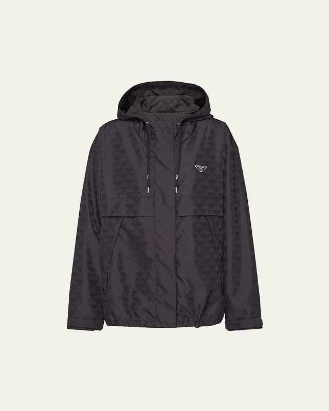 Printed Nylon Zip-Front Jacket