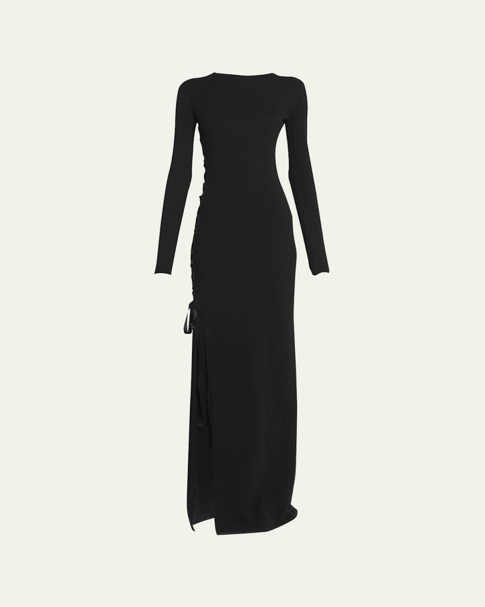 Lace-Up Maxi Sweater Dress