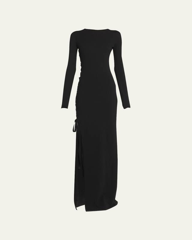 Lace-Up Maxi Sweater Dress