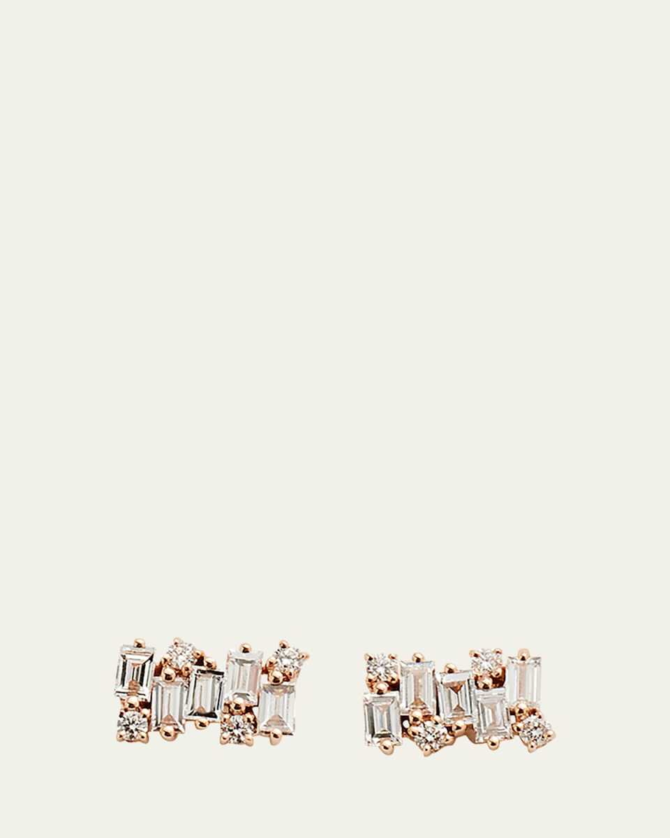 18K Rose Gold Diamond Fireworks Stud Earrings